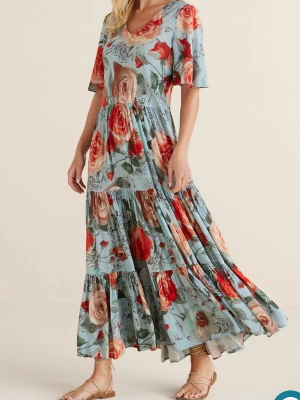 Soft Surroundings First Blooms MaxiDress Porcelain Rose Floral Size Large - Picture 3 of 15